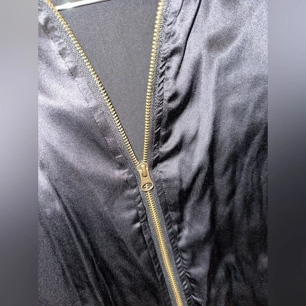 Ragdoll Black and Navy Silk Bomber Jacket Size Small